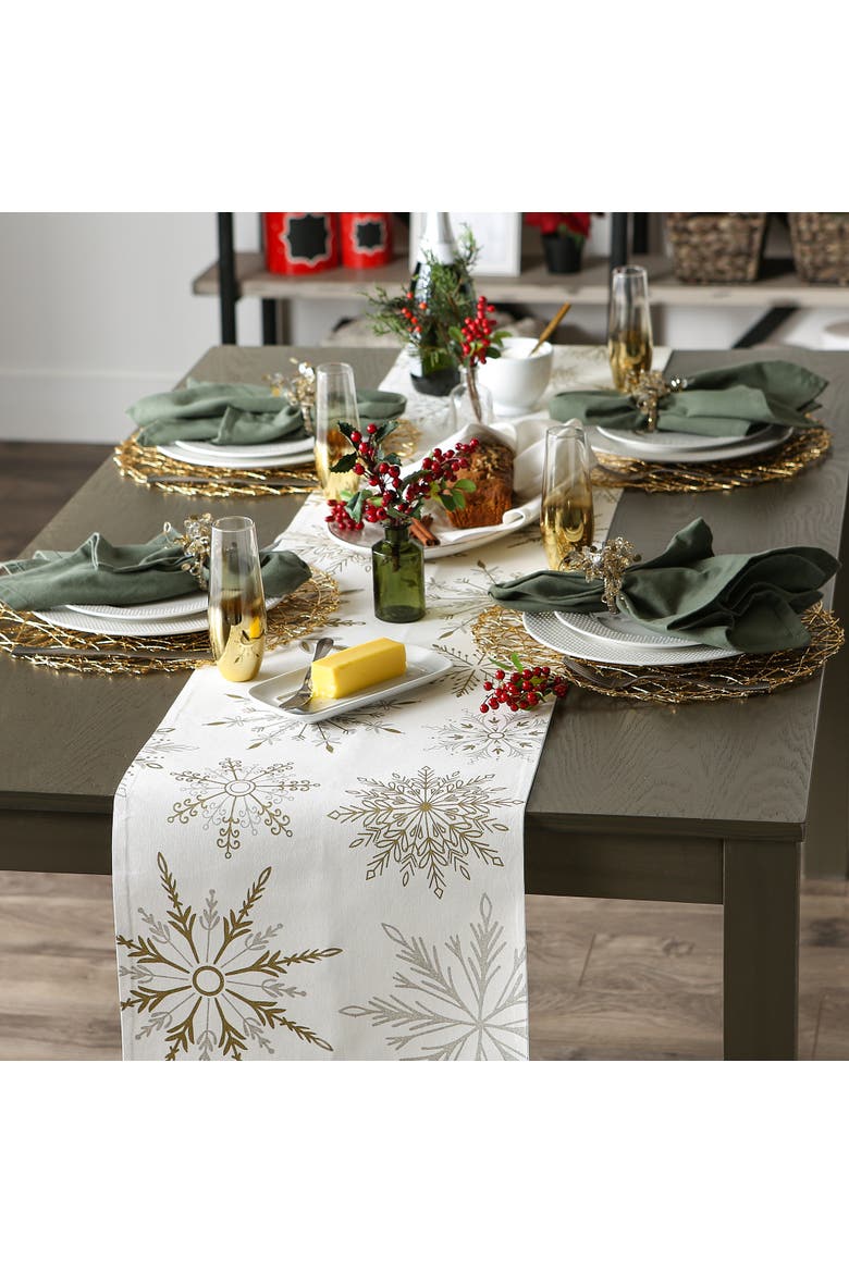 Snowflake Sparkle Printed Table Runner, Alternate, color, Snowflake Sparkle