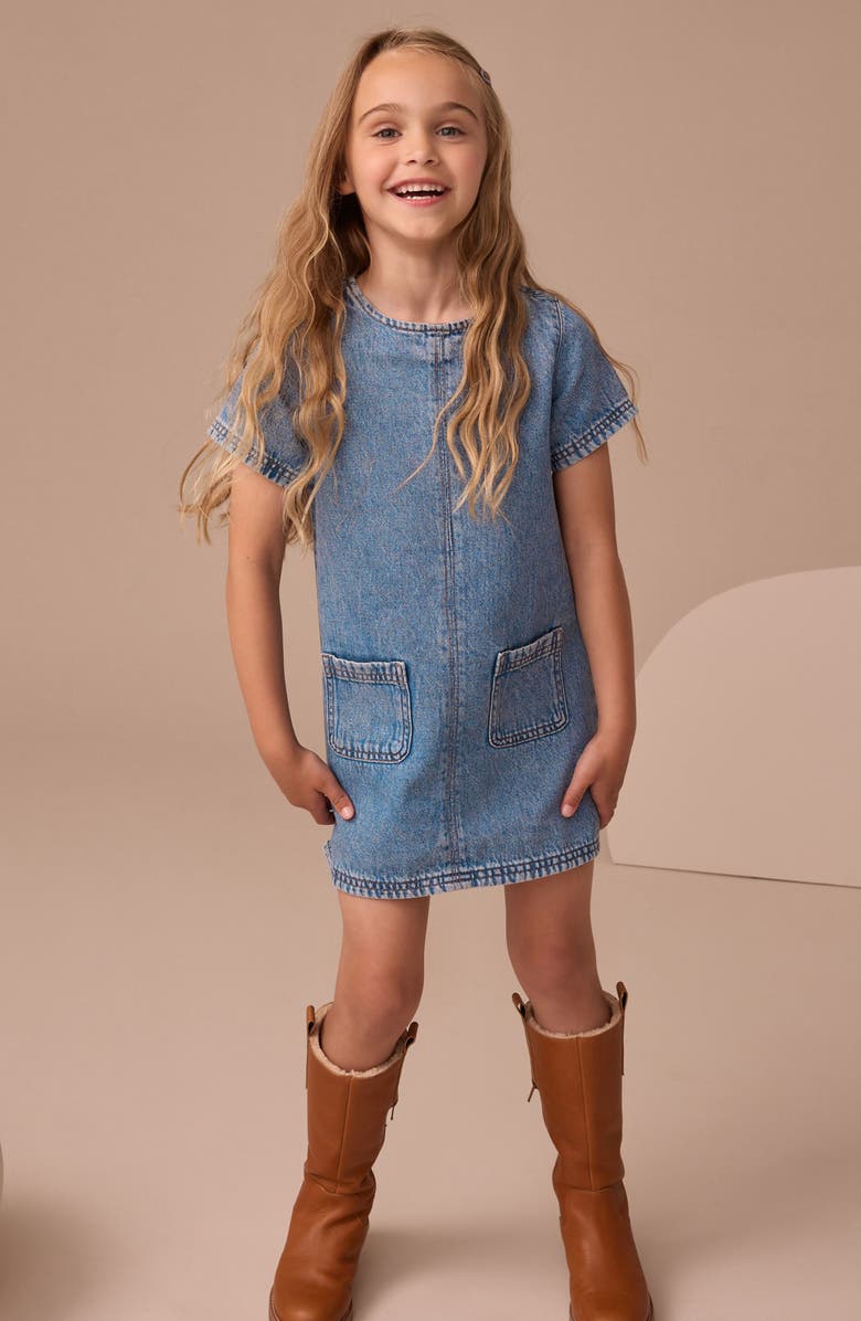 NEXT Kids' Denim Shift Dress, Alternate, color, Blue