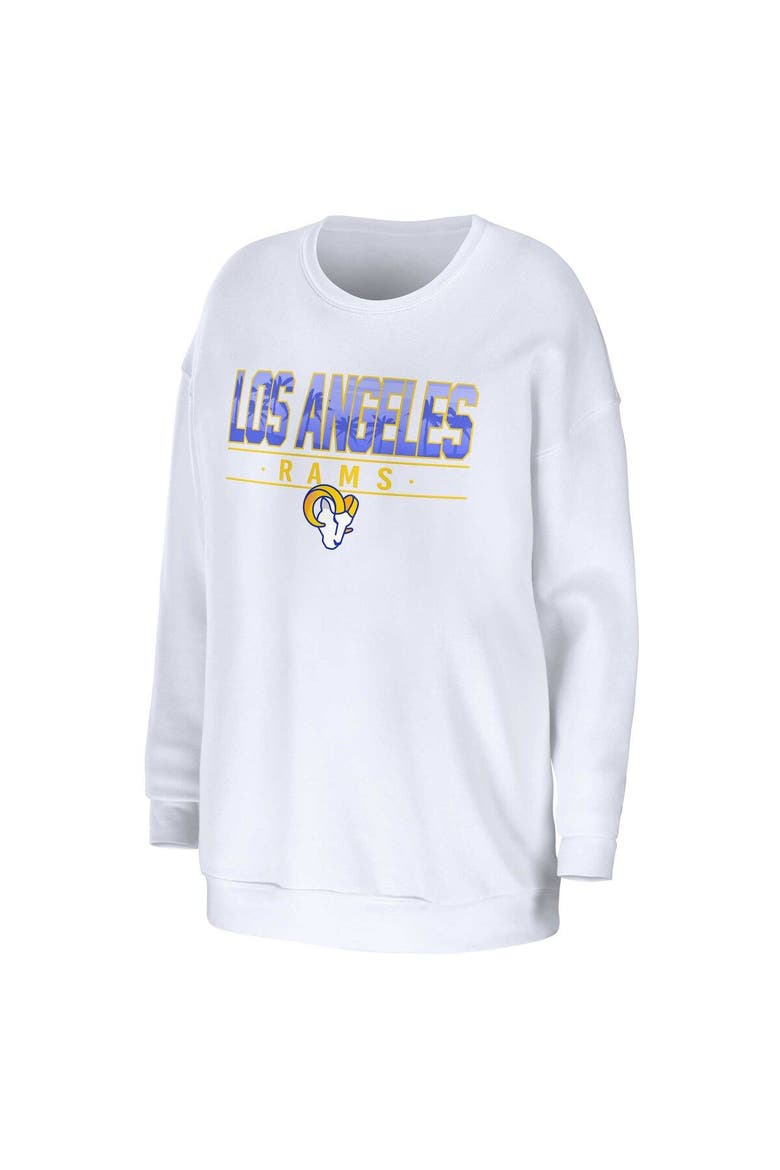 Women's WEAR by Erin Andrews White Los Angeles Rams Domestic Pullover Sweatshirt, Alternate, color, White