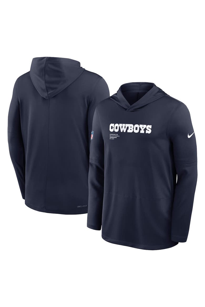 Men's Nike  Navy Dallas Cowboys Pure Fury Performance Long Sleeve Hooded T-Shirt, Alternate, color, Navy