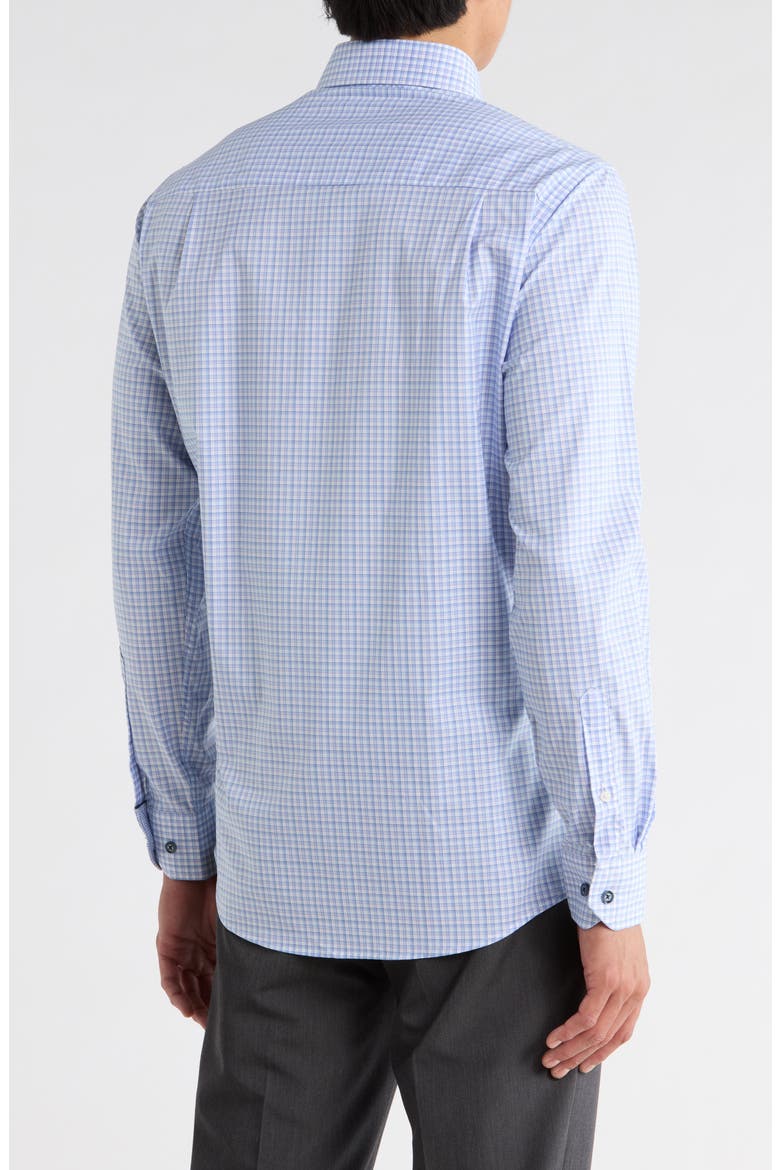 Slim Fit Plaid Stretch Cotton Dress Shirt, Alternate, color, NAVY