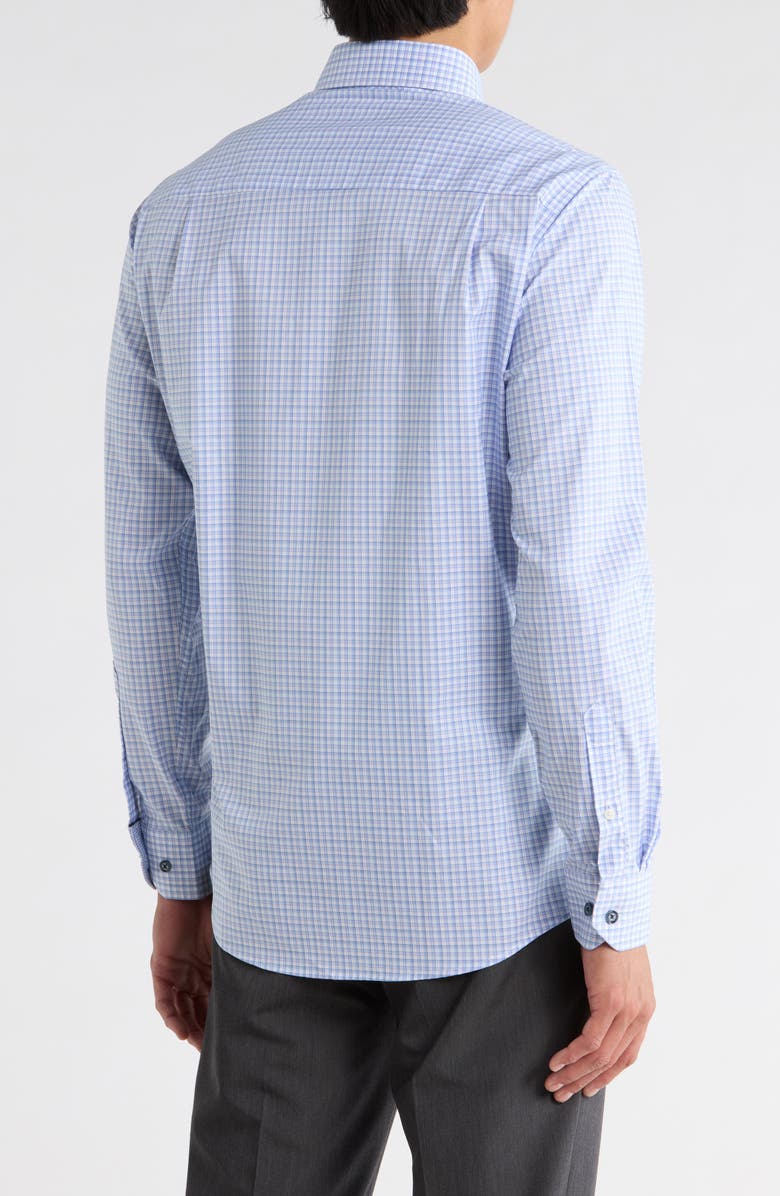 Duchamp Slim Fit Plaid Stretch Cotton Dress Shirt, Alternate, color, Navy