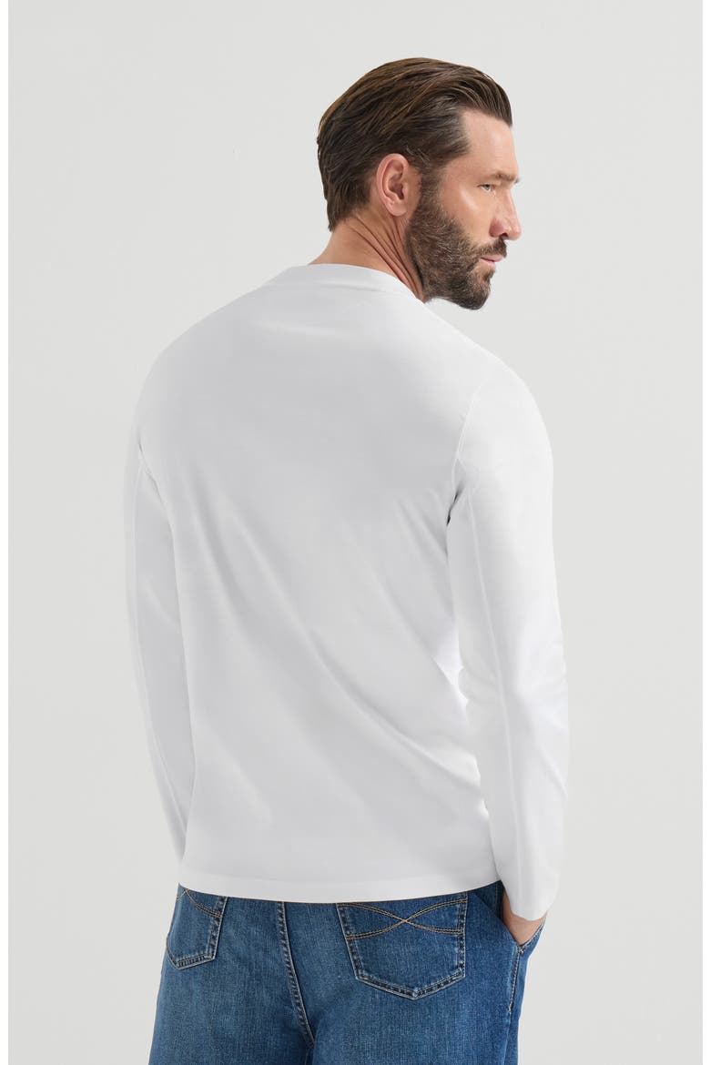Cotton jersey long sleeve crew neck T-shirt, Alternate, color, White