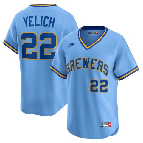 Men's Nike Christian Yelich Powder Blue Milwaukee Brewers Cooperstown Collection Limited Jersey