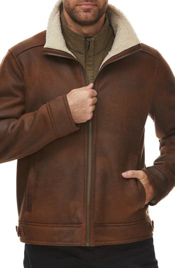 Rainforest Faux Shearling Lined Leather Aviator Jacket Rainforest Faux Shearling Lined Leather Aviator Jacket