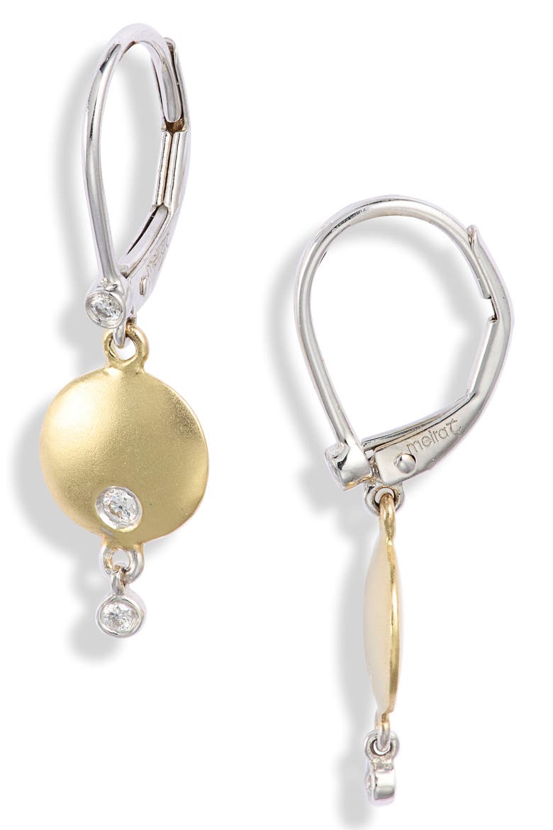 14k Gold Diamond Disc Drop Earrings, Main, color, YELLOW GOLD