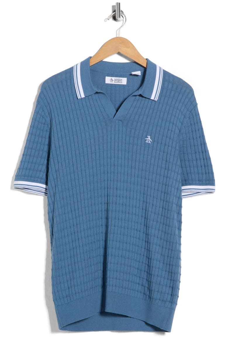 Cotton Grid Knit Polo, Alternate, color, COPEN BLUE