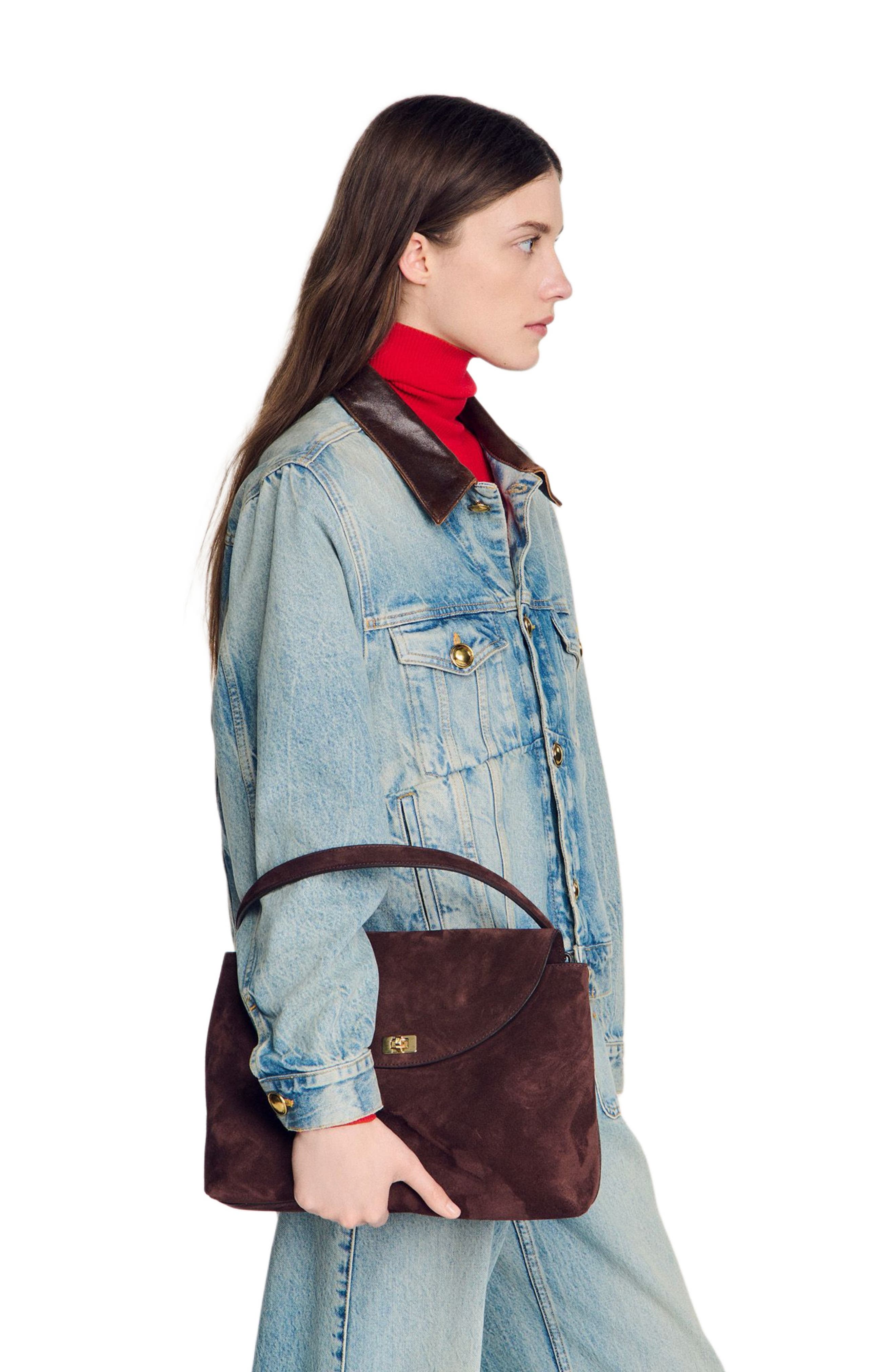 Suede bag, Alternate, color, Brown