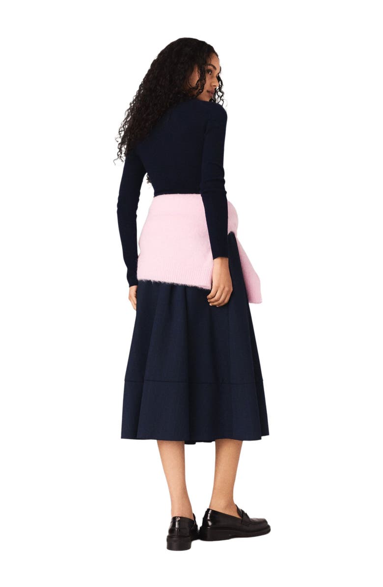 maje Polo collar ribbed sweater, Alternate, color, Navy