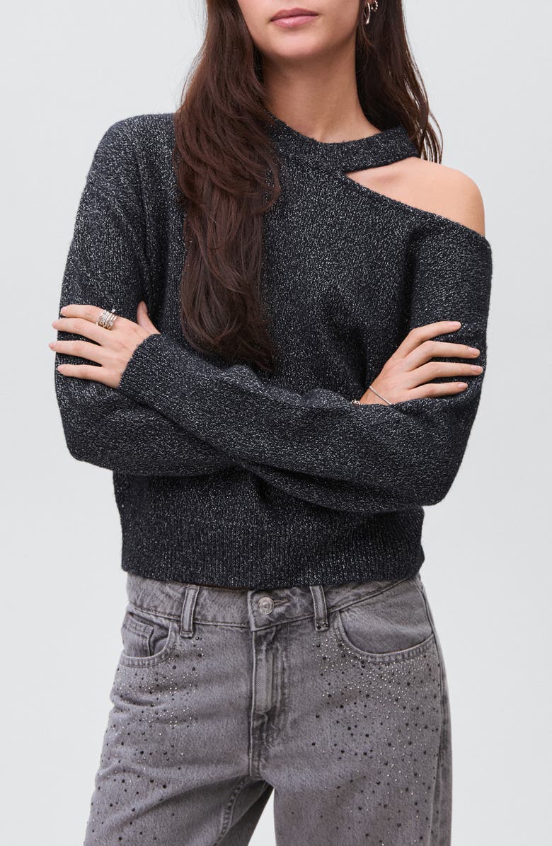 MANGO TEEN Cutout Sweater, Main, color, Navy