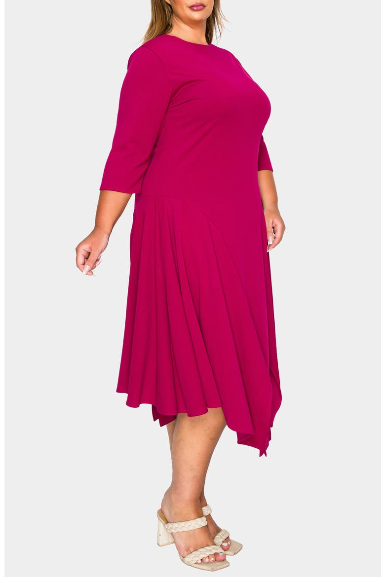 Vida Asymmetric Split Hem Crepe Maxi Dress, Alternate, color, MAGENTA