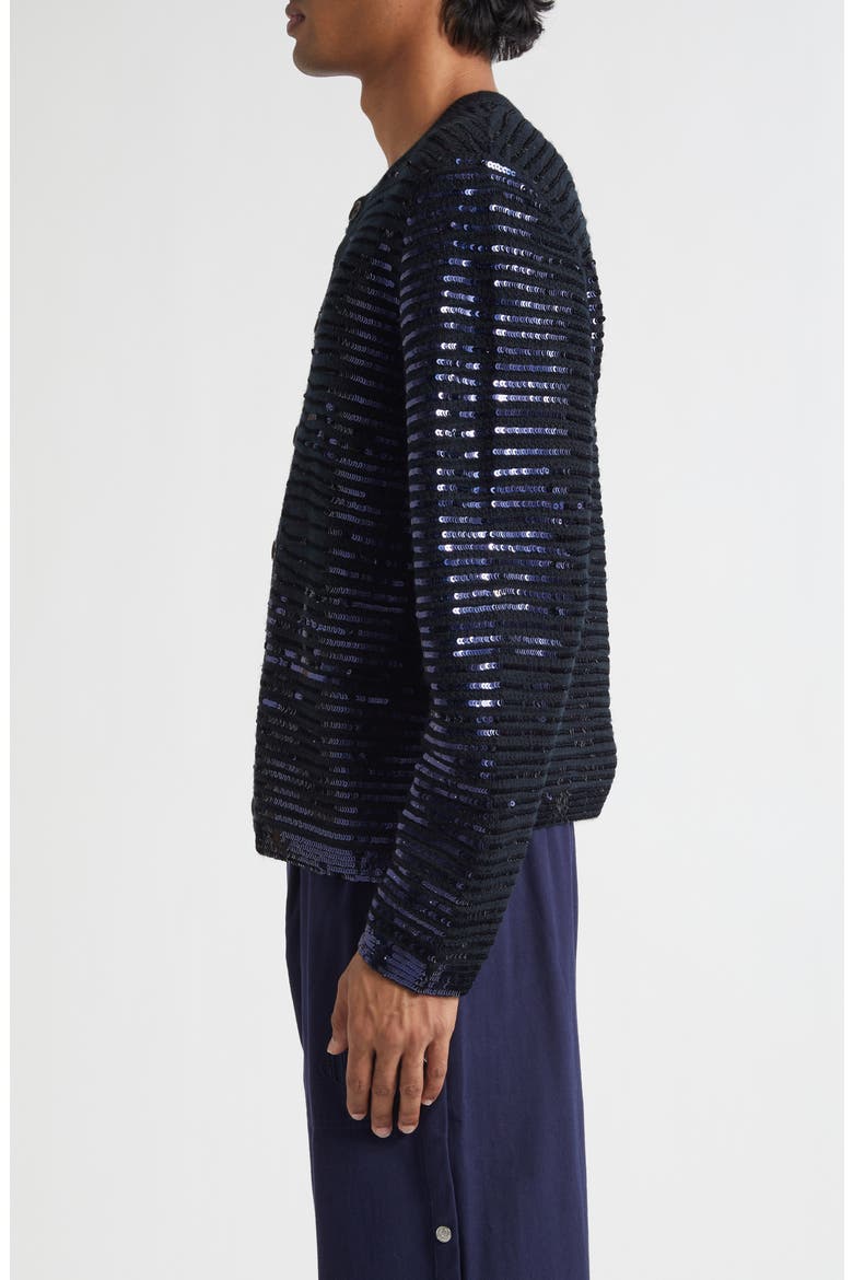 Sequin Spotlight Virgin Wool Cardigan, Alternate, color, BLACK