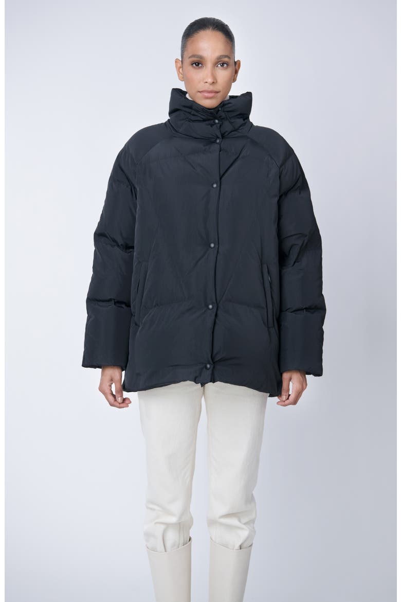 Ella Water Resistant Recycled Down Puffer Jacket, Alternate, color, BLACK