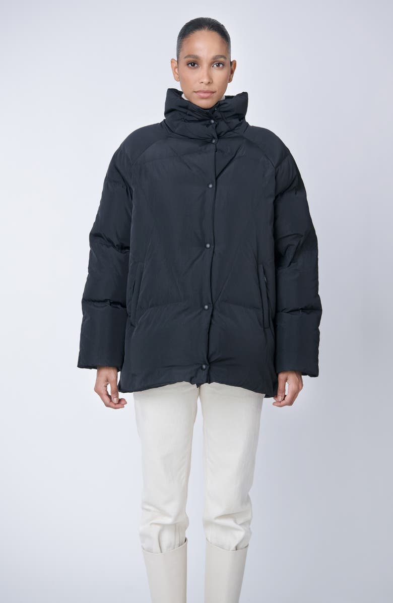 The Recycled Planet Company Ella Water Resistant Recycled Down Puffer Jacket, Alternate, color, Black