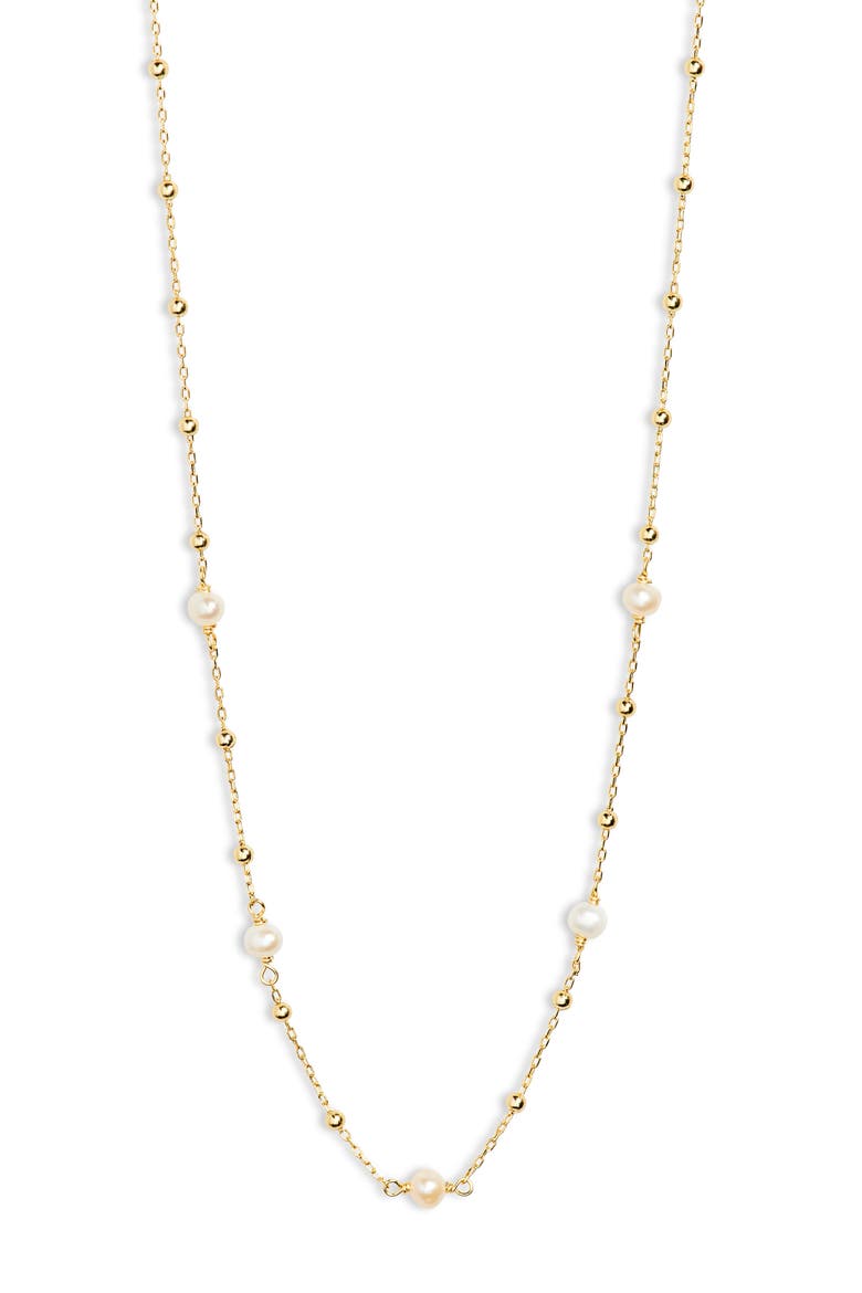 Freshwater Pearl Ball Chain Necklace, Main, color, GOLD