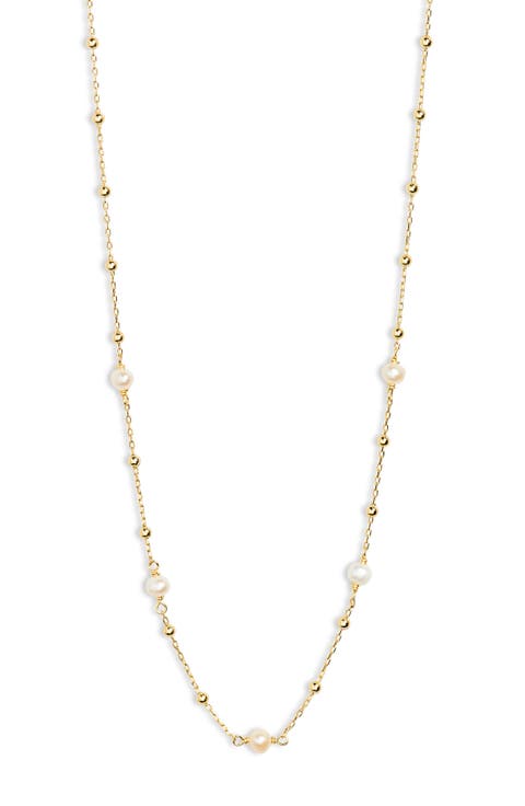 Freshwater Pearl Ball Chain Necklace