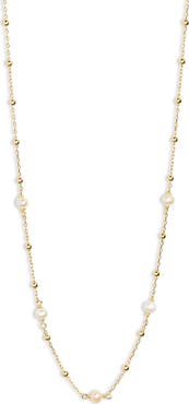 Argento Vivo Sterling Silver Freshwater Pearl Ball Chain Necklace