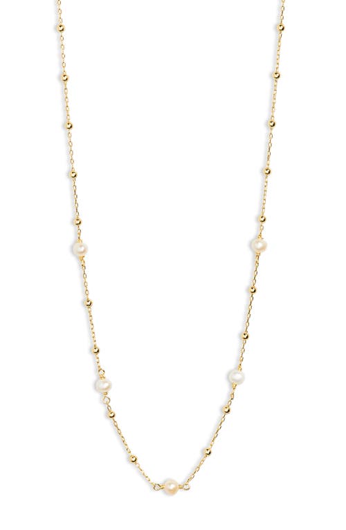 Argento Vivo Sterling Silver Freshwater Pearl Ball Chain Necklace in Gold at Nordstrom