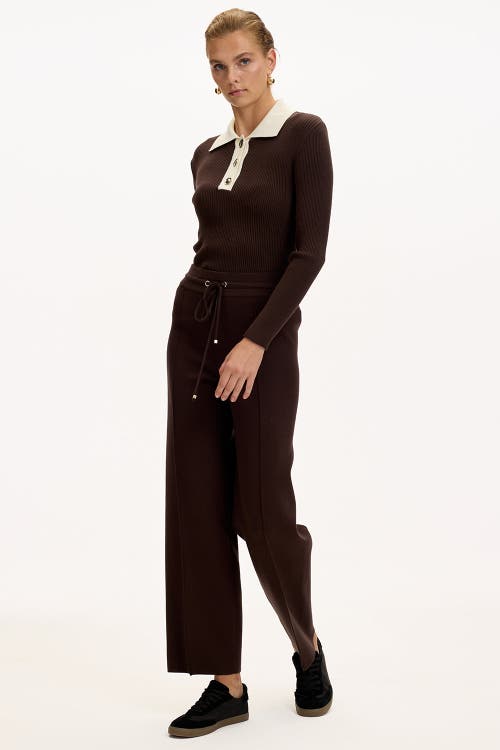 Exquise Drawstring Knitted Trousers In Brown