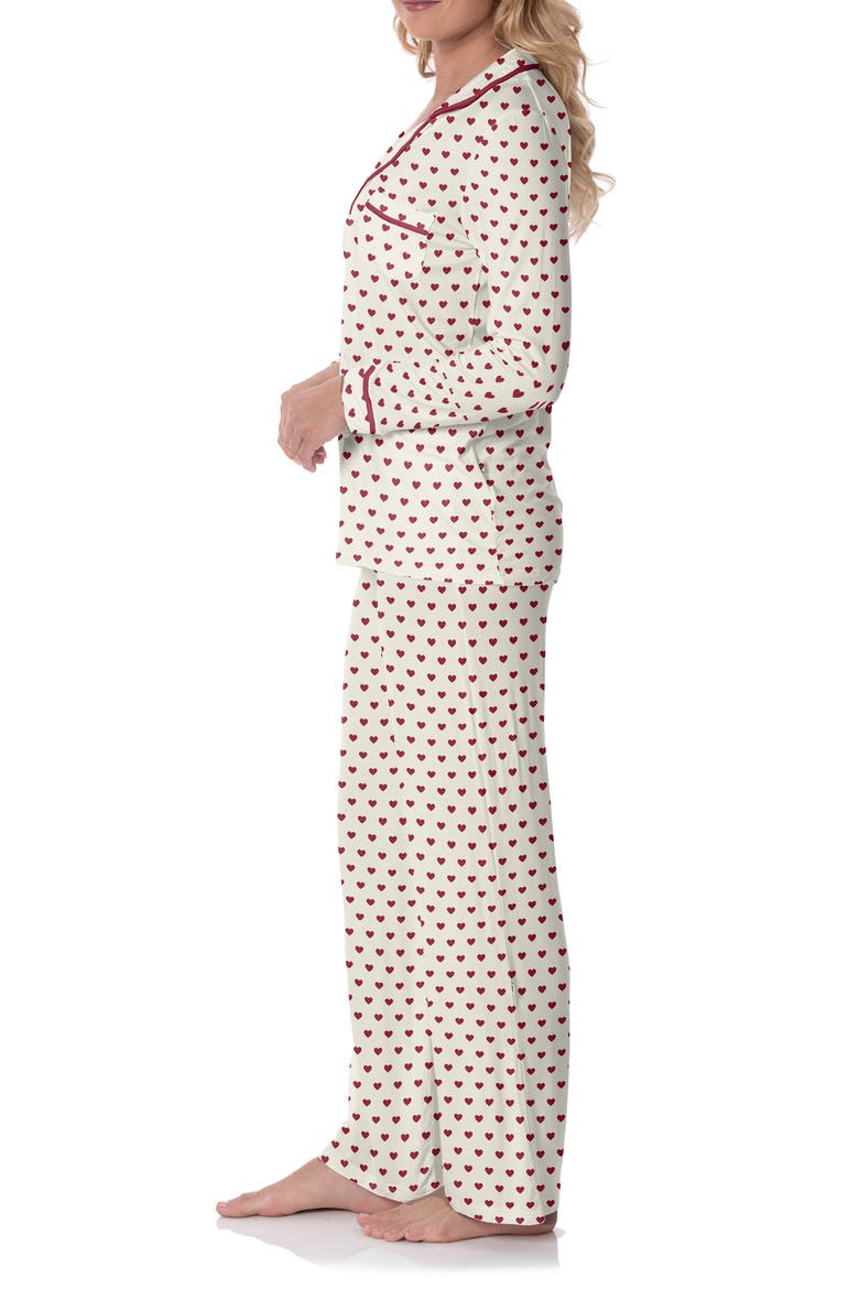 Print Long Sleeve Pajamas, Alternate, color, NATURAL HEARTS