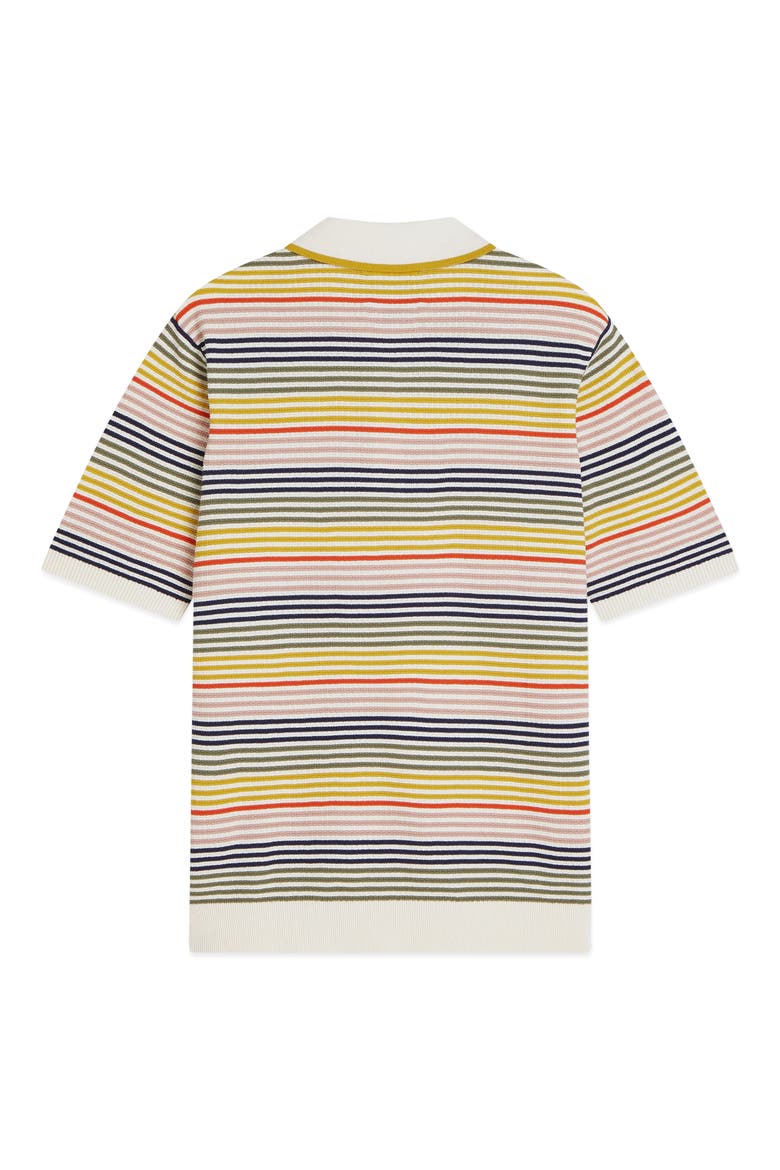 Tonal Stripe Cotton Polo Sweater, Alternate, color, YELLOW MULTI STRIPE