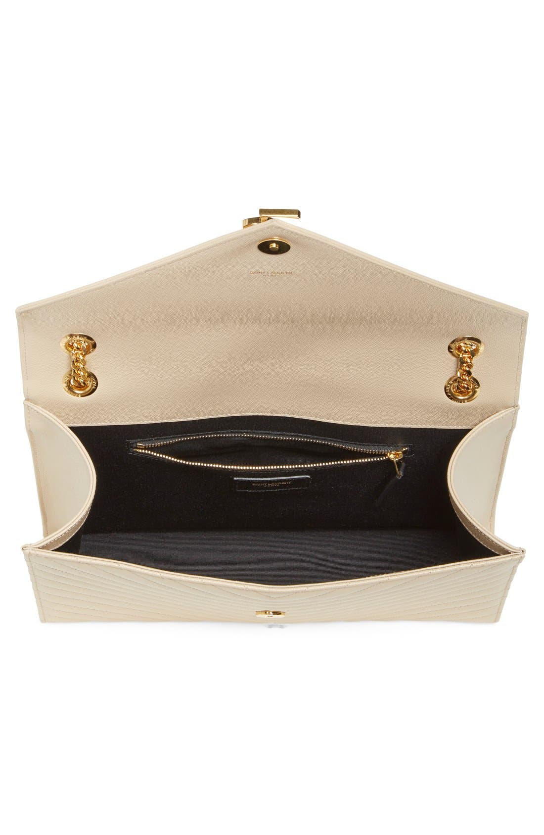 Saint Laurent 'Large Monogram' Grained Leather Shoulder Bag, Alternate, color, 