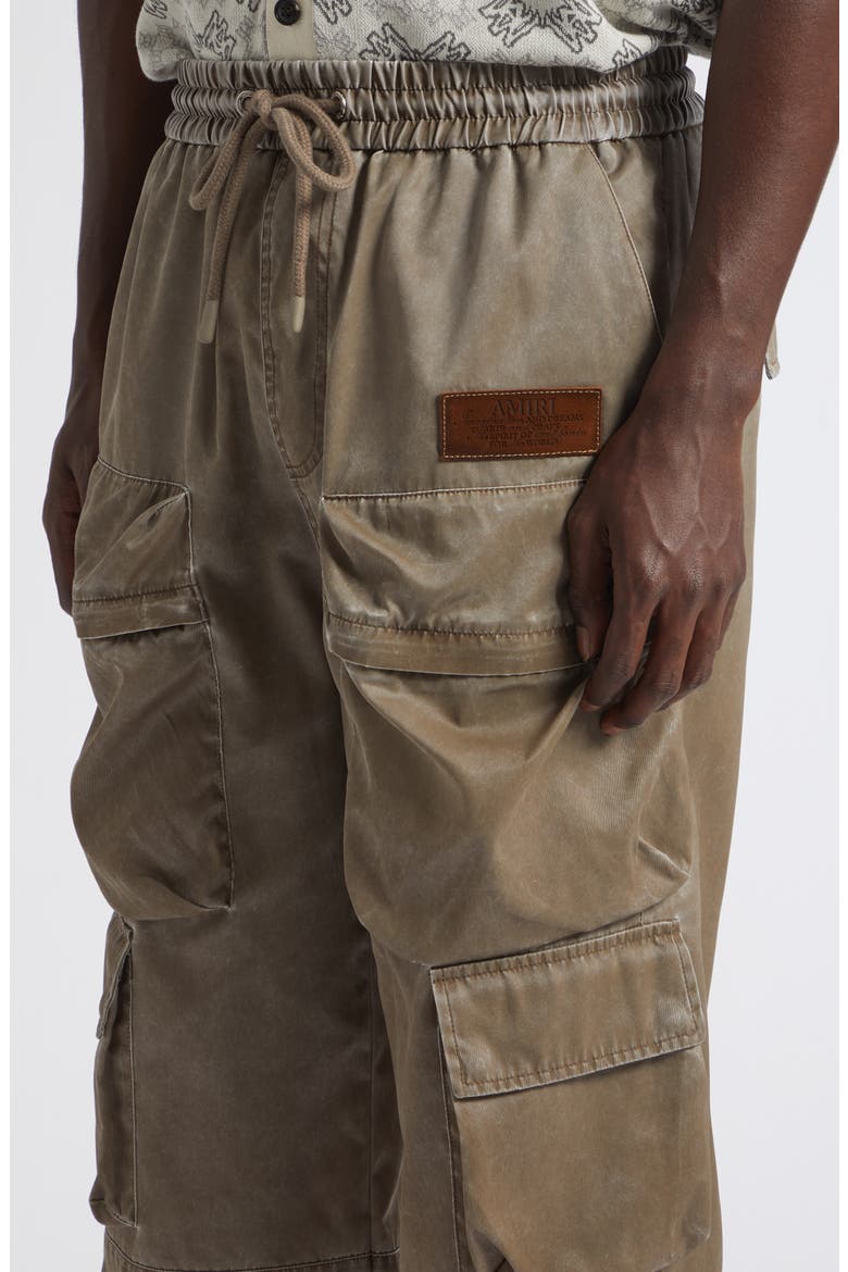 Drawstring Faux Leather Cargo Pants, Alternate, color, ESPRESSO