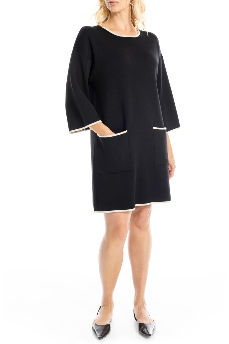 Shift Sweater Dress, Alternate, color, BLACK/ BONE