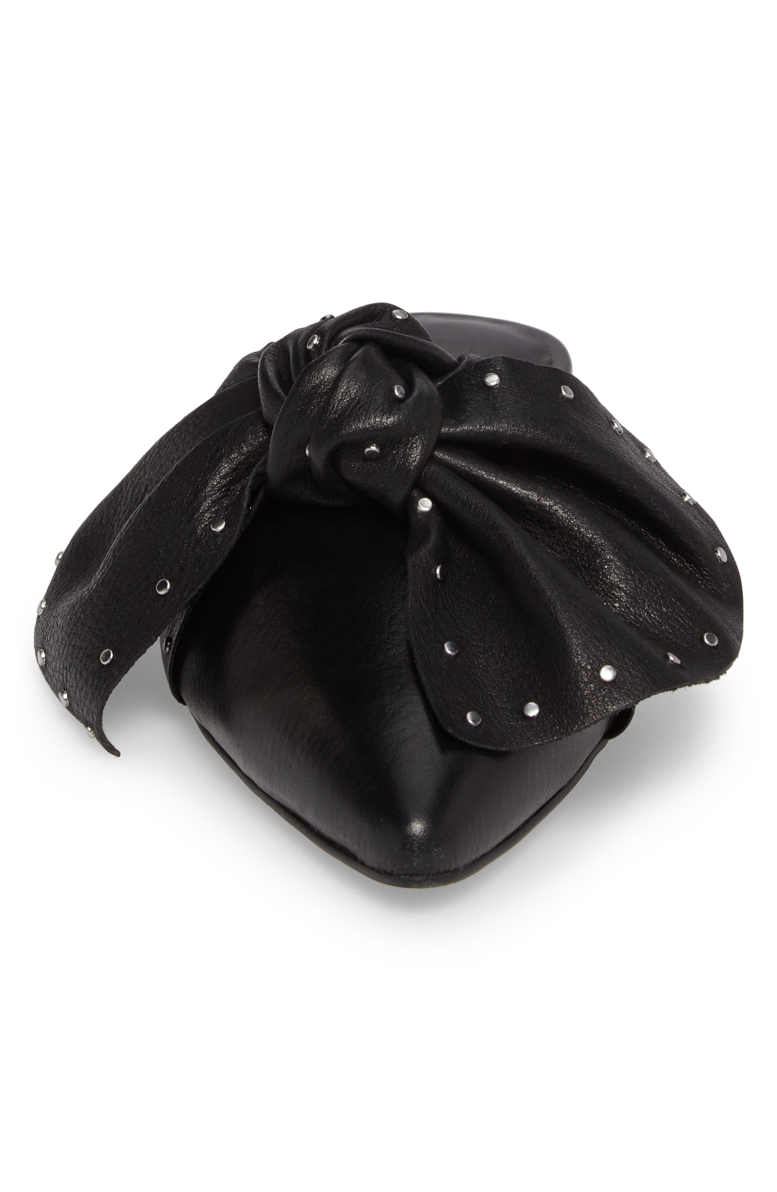 Alexis Stud Knotted Mule, Alternate, color, BLACK LEATHER