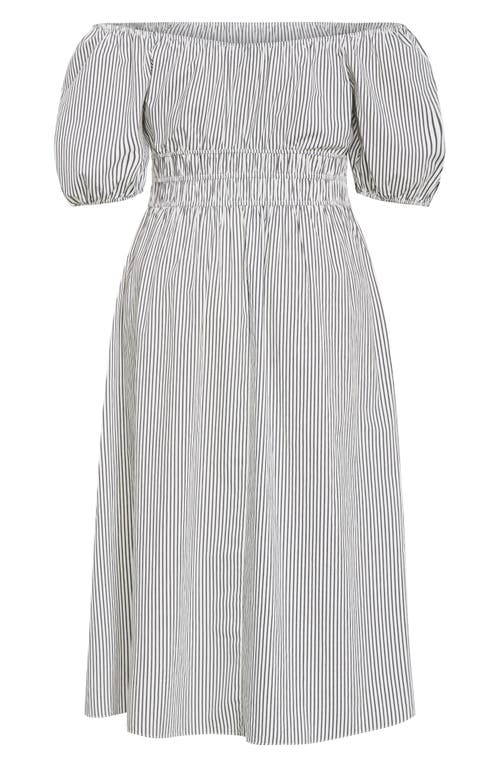 City Chic Adelynn Stripe Midi Dress In Grey Stripe