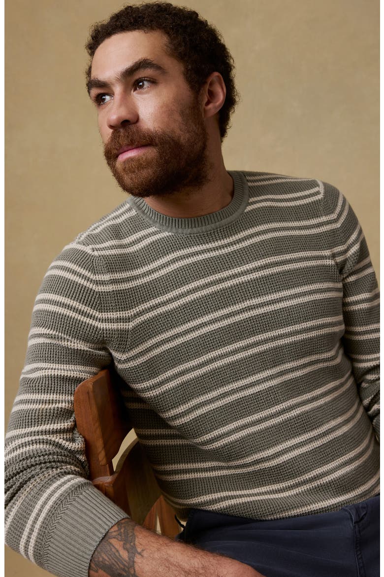 Sunwashed Stripe Organic Cotton Sweater, Alternate, color, SAGE SHORE STRIPE