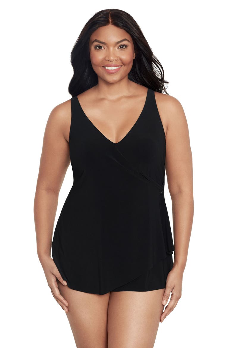 Lola Surplice V-Neck Swimdress, Main, color, Black