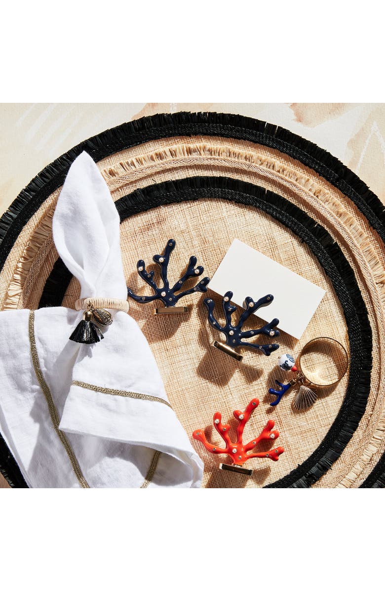 Joanna Buchanan Ruffle edge straw placemat, set of four, Alternate, color, Black