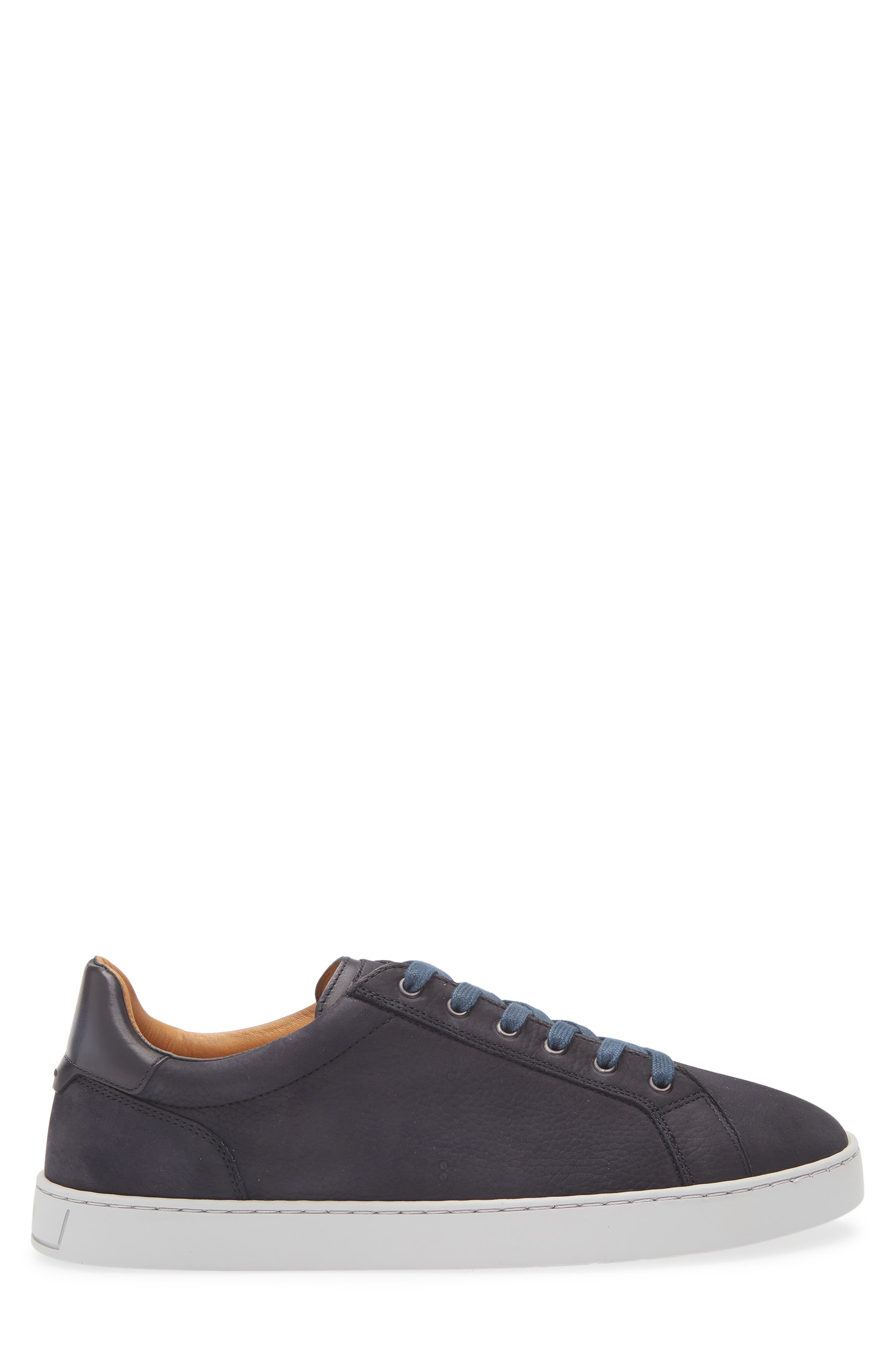Magnanni Cote Lo Sneaker, Alternate, color, Navy Texture Suede