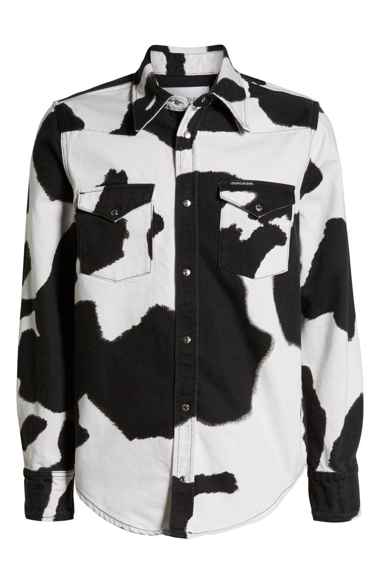 Calvin Klein Jeans Cow Print Western Shirt, Alternate, color,