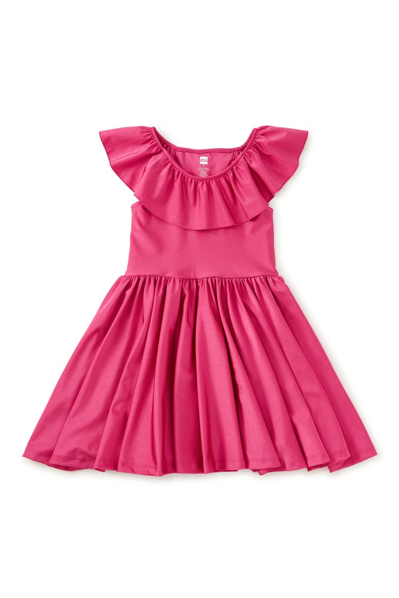Shiny Ruffle Neck Dress, Main, color, Fuchsia