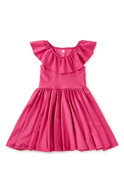 Shiny Ruffle Neck Dress (Toddler, Little Kid, Big Kid)