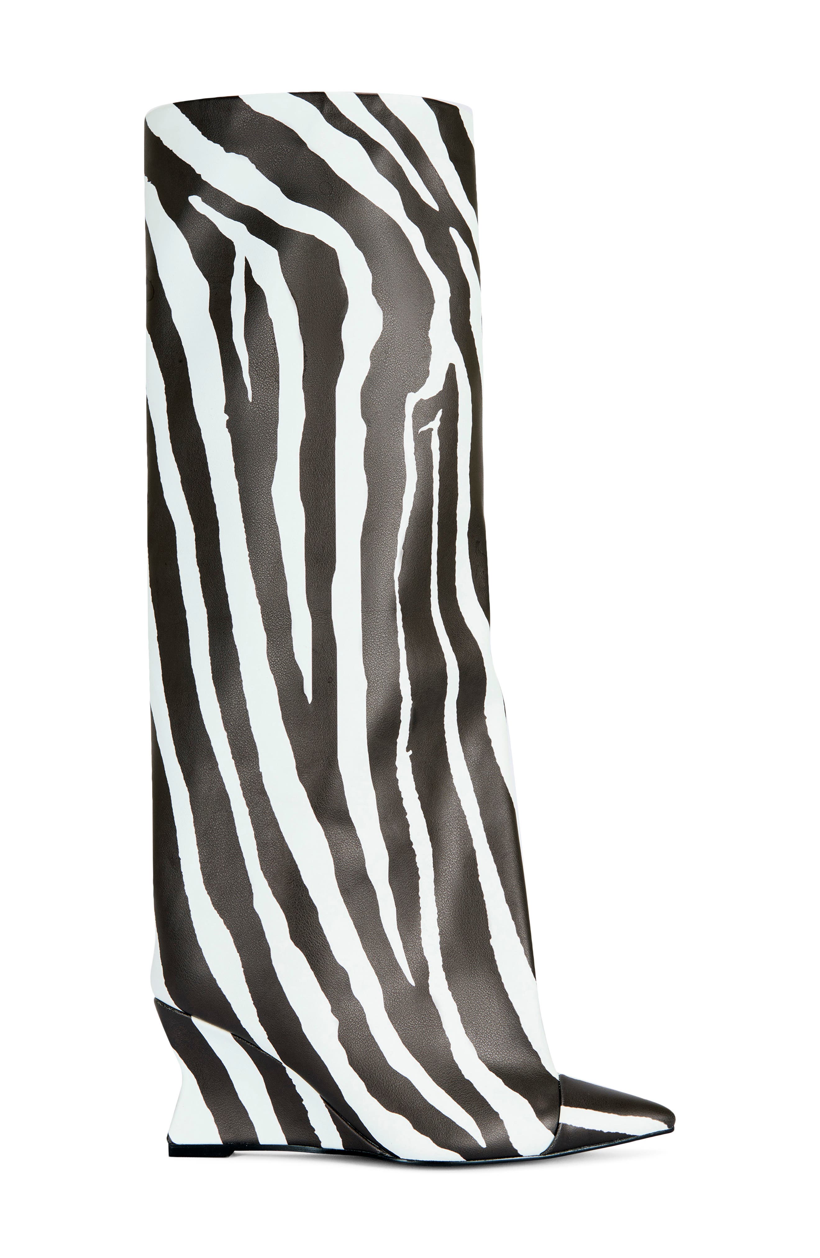 Kenya Wide Shaft Wedge Boot, Alternate, color, KENYA ZEBRA