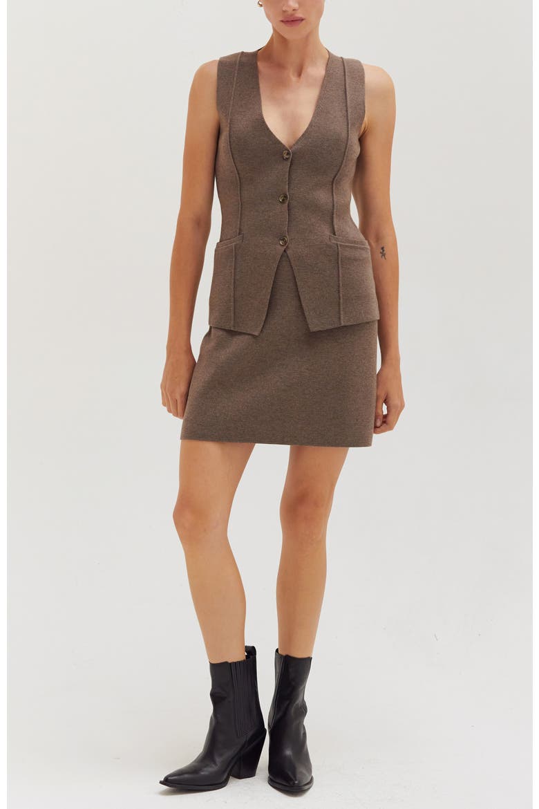 Jacquard Knit Vest, Alternate, color, Espresso