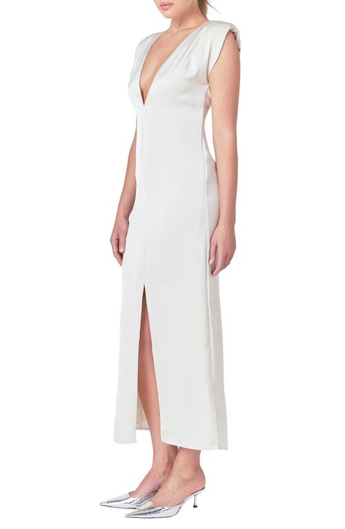 Shop Endless Rose Deep V-neck Maxi Dress In Champagne