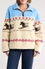 INTERNATIONAL DESIGNER Skier Faux Shearling Half Zip Jacket
