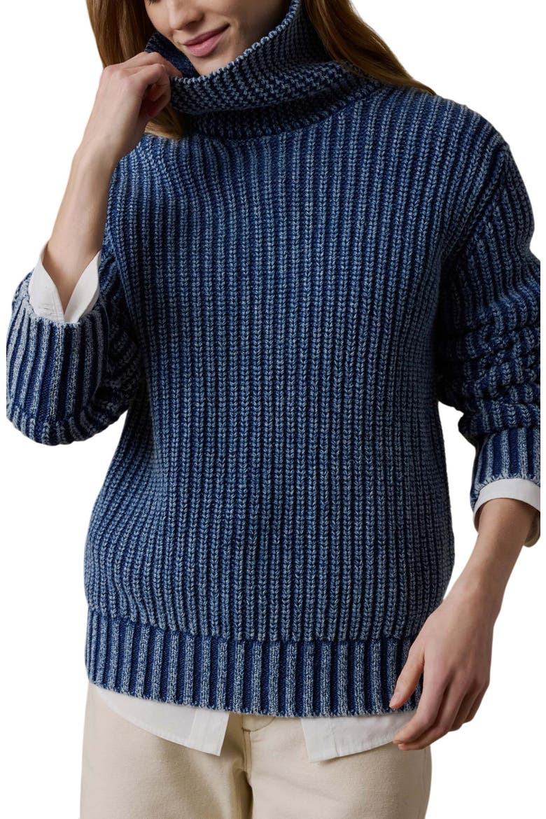 Sunwashed Organic Cotton Oversized Turtleneck Sweater, Main, color, WINDCLIFF INDIGO WASH