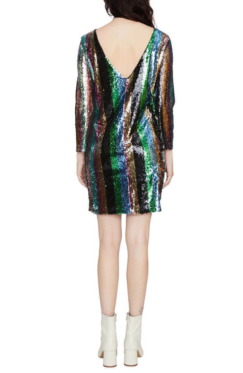 Sanctuary Over the Rainbow Sequin Stripe Long Sleeve Minidress, Alternate, color, 