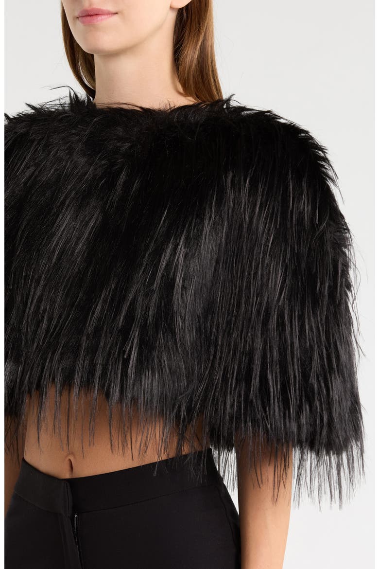 Faux Fur Cape, Alternate, color, NOIR