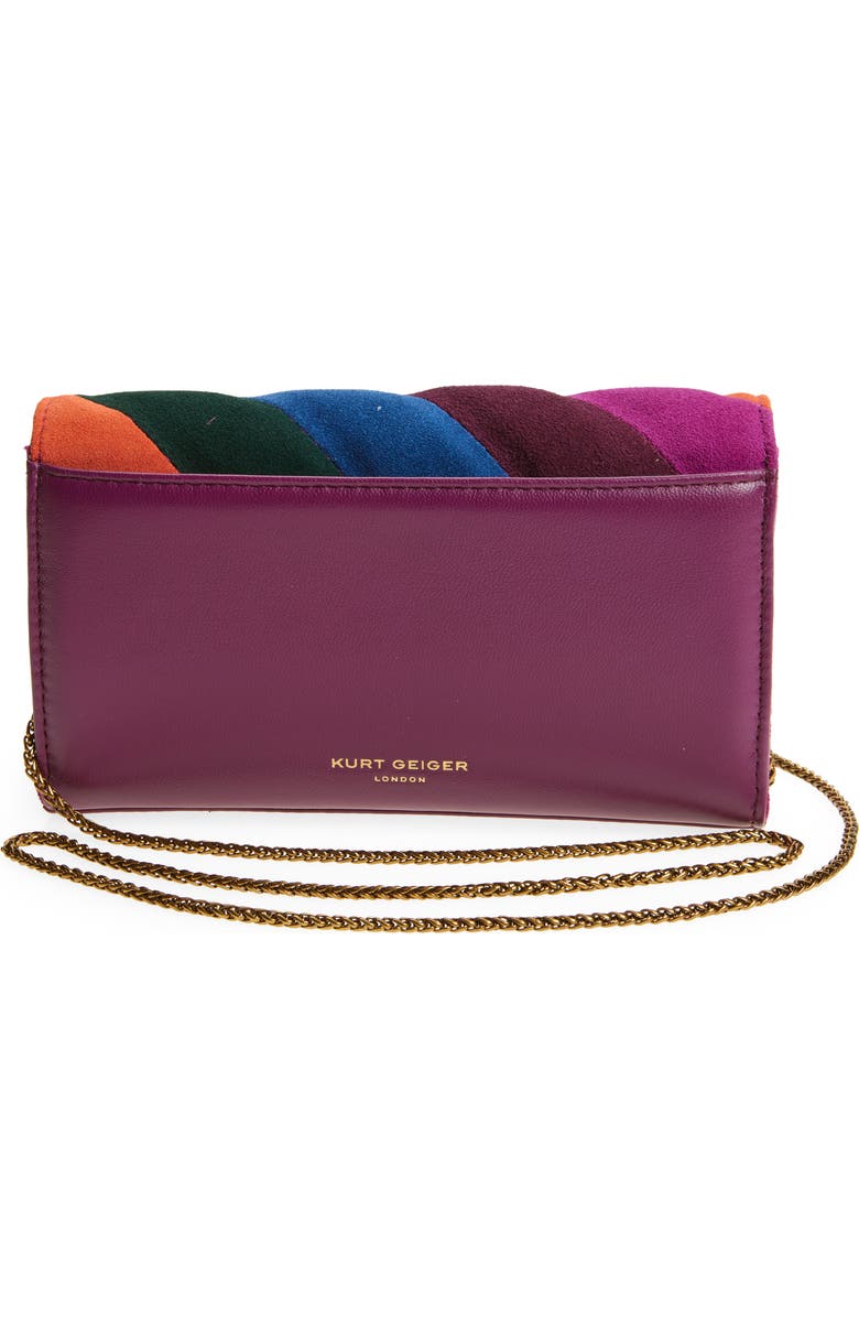 Kurt Geiger London Extra Mini Soho Quilted Colorblock Suede Clutch, Alternate, color, Purple Multi