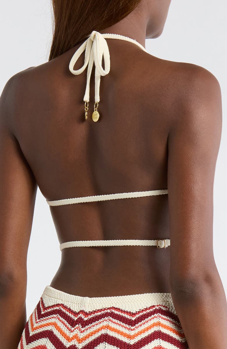 Kulani Kinis Chevron Knit Halter Crop Top, Alternate, color, Toffee Twist