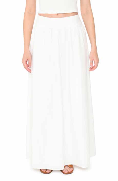 WAYF Nicole Pleated Cotton Maxi Skirt