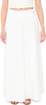 WAYF Nicole Pleated Cotton Maxi Skirt