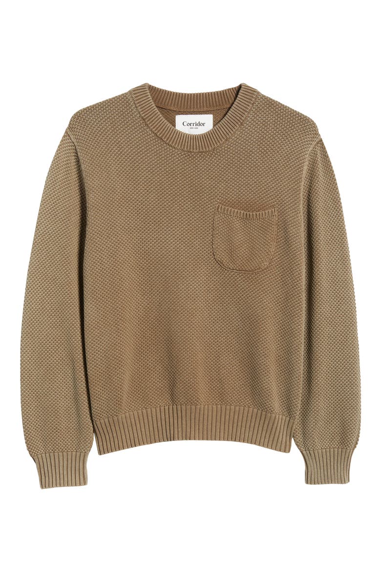 Cotton Pocket Sweater, Alternate, color, BROWN