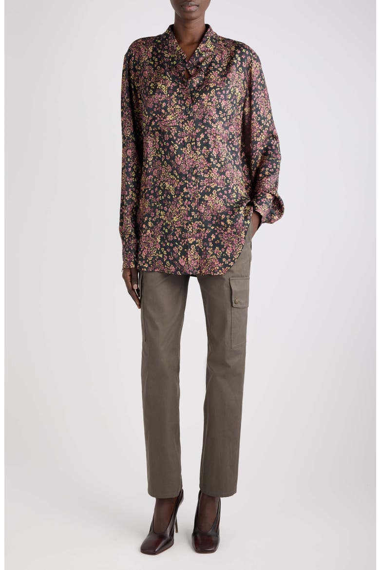 Cheers Floral Long Sleeve Shirt, Alternate, color, BLACK